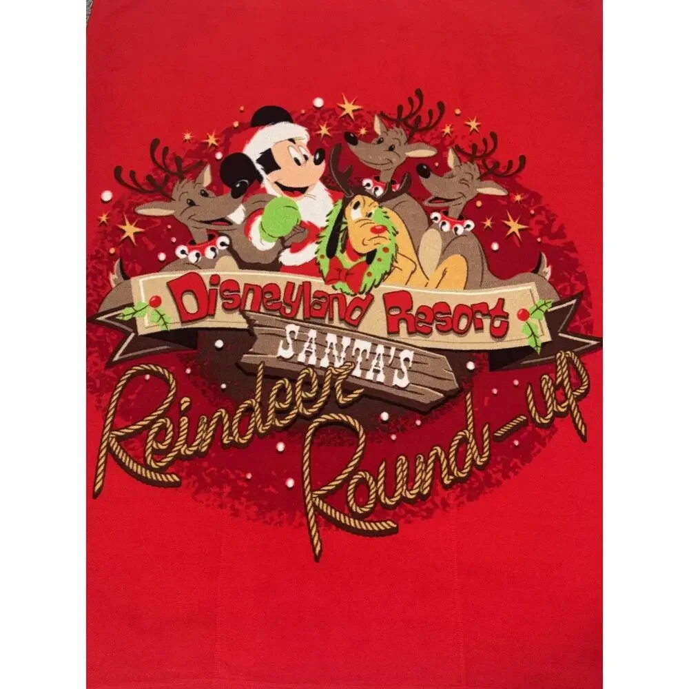 Disneyland Resort Santas Reindeer Fleece Throw 35X46 Mickey Festive